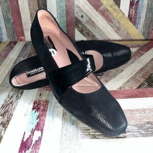 Beautifeel Ladies Victoria Luminous Black Suede Heels Shoes Patent Strap EUC 11